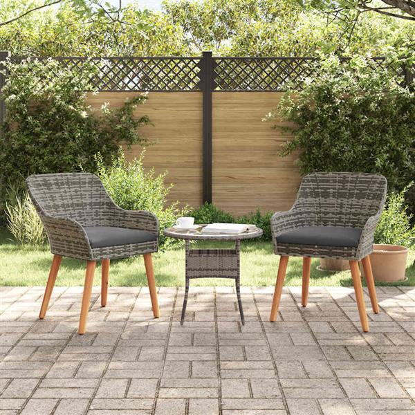 Grote foto vidaxl tuinstoel met kussen 2 pcs grijs 62 5 x 55 x 82 cm poly rattan tuin en terras tuinmeubelen