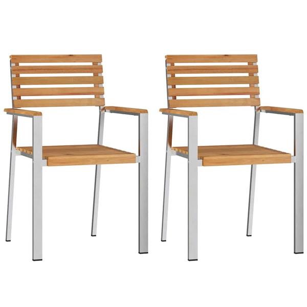 Grote foto vidaxl tuinstoel 2 pcs olie naturel 56 x 54 5 x 87 cm massief teakhout tuin en terras tuinmeubelen