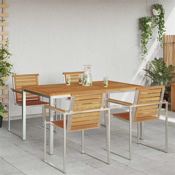 Grote foto vidaxl eettafel bruin 150 x 90 x 75 cm massief acaciahout tuin en terras tuinmeubelen