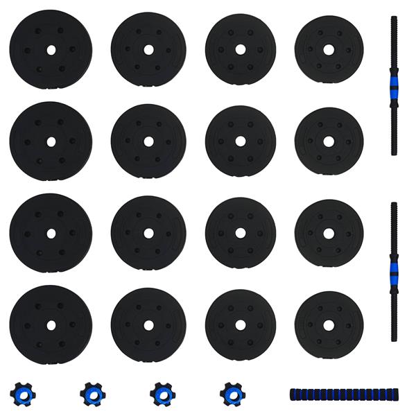 Grote foto vidaxl 2 in 1 halter set zwart en blauw 121 x 19 5 x 19 5 cm sport en fitness fitness