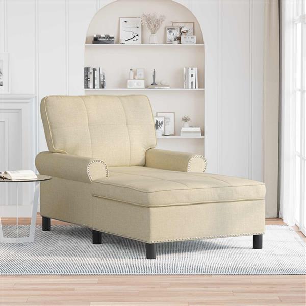 Grote foto vidaxl chaise lounge met kussen cr me 91 x 157 x 91 cm stof huis en inrichting bankstellen