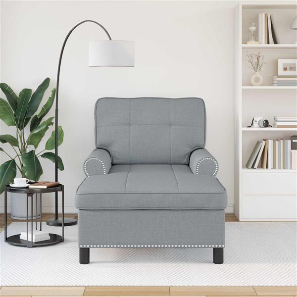 Grote foto vidaxl chaise lounge met kussen lichtgrijs 91 x 157 x 91 cm stof huis en inrichting bankstellen