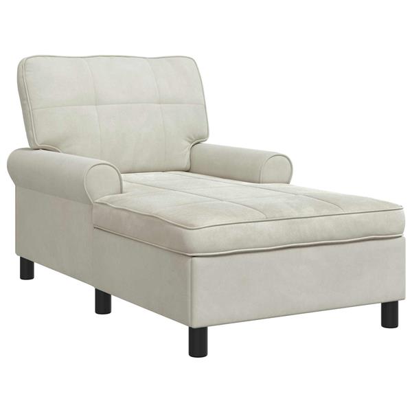 Grote foto vidaxl chaise lounge met kussen cr me 91 x 157 x 91 cm fluweel huis en inrichting bankstellen