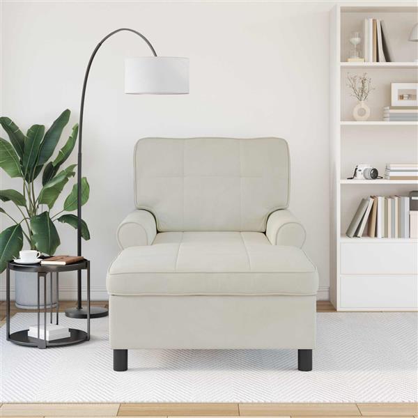 Grote foto vidaxl chaise lounge met kussen cr me 91 x 157 x 91 cm fluweel huis en inrichting bankstellen