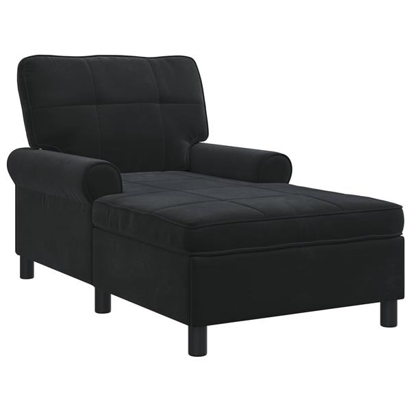 Grote foto vidaxl chaise lounge met kussen zwart 91 x 157 x 91 cm fluweel huis en inrichting bankstellen