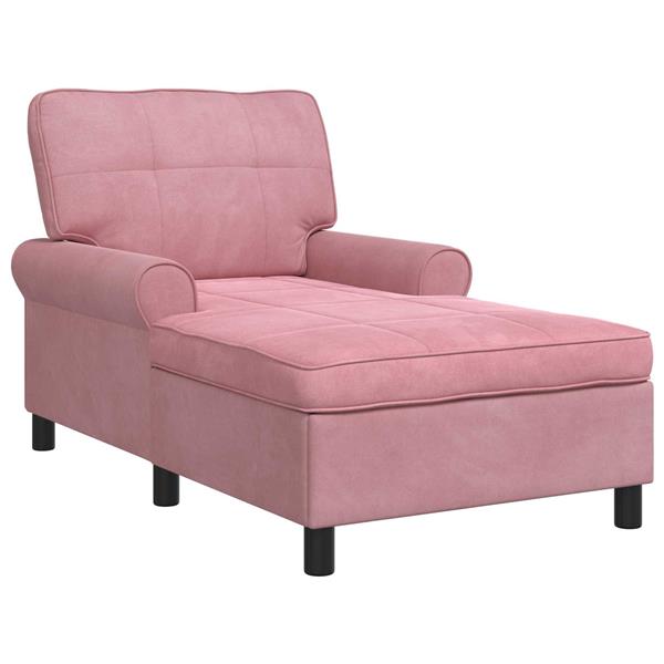 Grote foto vidaxl chaise lounge met kussen roze 91 x 157 x 91 cm fluweel huis en inrichting bankstellen