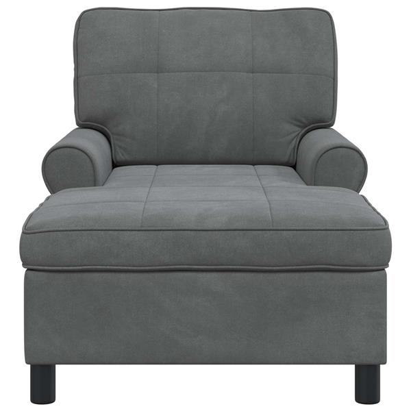 Grote foto vidaxl chaise lounge met kussen donkergrijs 91 x 157 x 91 cm fluweel huis en inrichting bankstellen