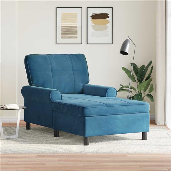 Grote foto vidaxl chaise lounge met kussen blauw 91 x 157 x 91 cm fluweel huis en inrichting bankstellen