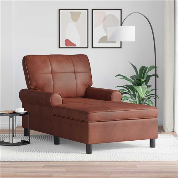Grote foto vidaxl chaise lounge glanzend bruin 91 x 157 x 91 cm antiek pu huis en inrichting bankstellen