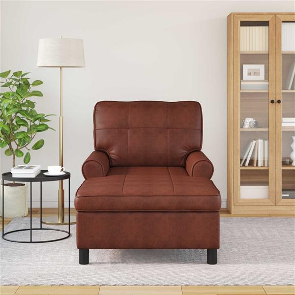 Grote foto vidaxl chaise lounge glanzend bruin 91 x 157 x 91 cm antiek pu huis en inrichting bankstellen