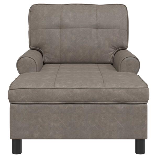 Grote foto vidaxl chaise lounge met kussen grijs 91 x 157 x 91 cm antiek pu huis en inrichting bankstellen