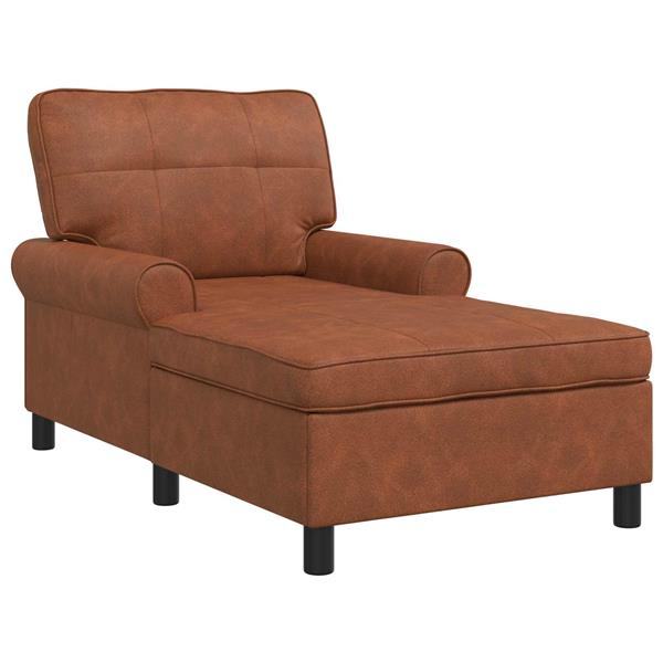Grote foto vidaxl chaise lounge met kussen bruin 91 x 157 x 91 cm antiek pu huis en inrichting bankstellen