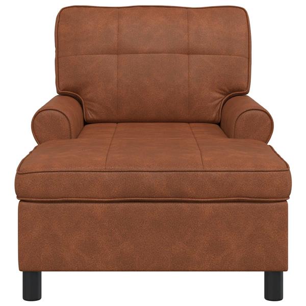 Grote foto vidaxl chaise lounge met kussen bruin 91 x 157 x 91 cm antiek pu huis en inrichting bankstellen