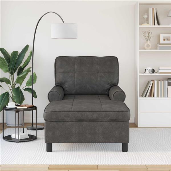Grote foto vidaxl chaise lounge met kussen zwart 91 x 157 x 91 cm antiek pu huis en inrichting bankstellen
