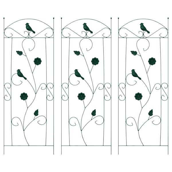 Grote foto vidaxl tuinhek 3 pcs groen 110 x 40 cm staal tuin en terras overige tuin en terras