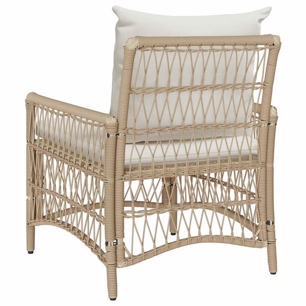Grote foto vidaxl tuinstoel met kussen beige 73 x 61 x 77 cm poly rattan tuin en terras tuinmeubelen
