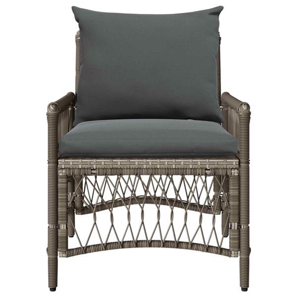 Grote foto vidaxl tuinstoel met kussen grijs 73 x 61 x 77 cm poly rattan tuin en terras tuinmeubelen
