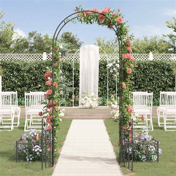 Grote foto vidaxl tuin boog effen zwart 203 x 50 x 218 cm tuin en terras overige tuin en terras