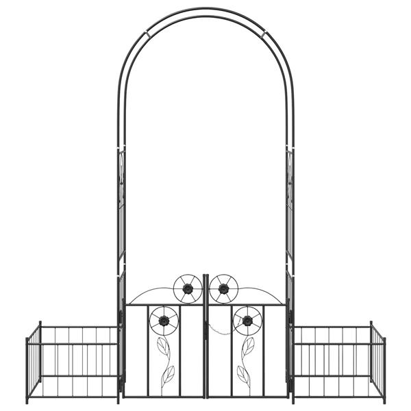 Grote foto vidaxl tuin boog effen zwart 203 x 50 x 218 cm tuin en terras overige tuin en terras