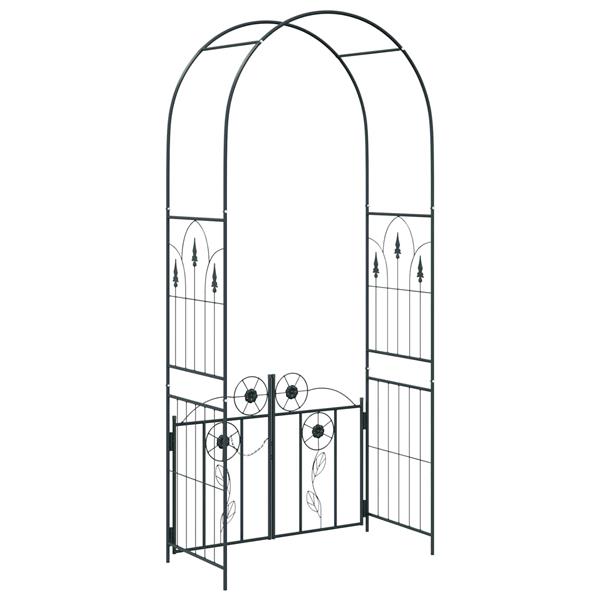 Grote foto vidaxl tuin boog effen zwart 102 x 50 x 218 cm tuin en terras overige tuin en terras