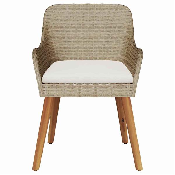 Grote foto vidaxl tuinstoel met kussen 2 pcs beige 62 5 x 55 x 82 cm poly rattan tuin en terras tuinmeubelen