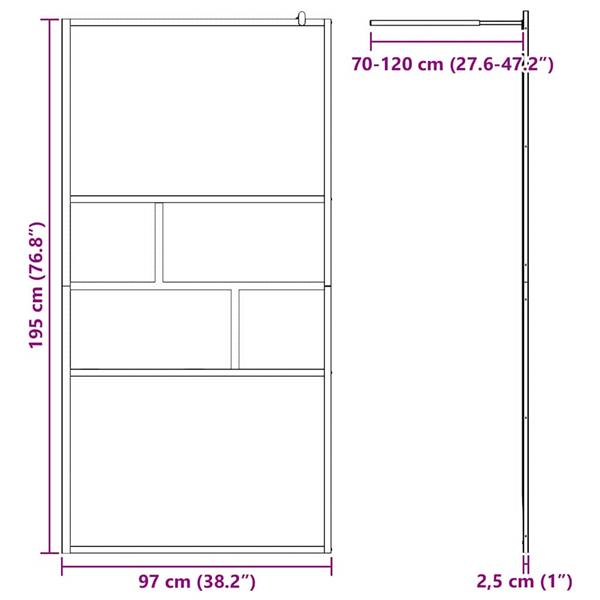 Grote foto vidaxl inloop douche wand zwart 100 x 195 x 0 5 cm glas en aluminium huis en inrichting complete badkamers