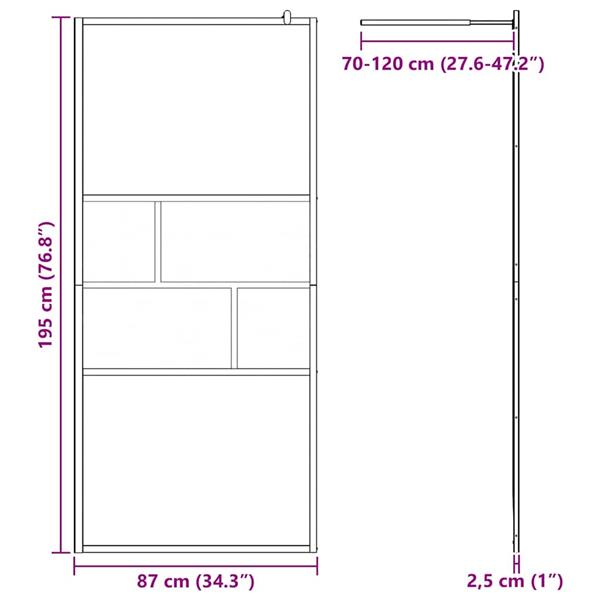 Grote foto vidaxl inloop douche wand zwart 90 x 195 x 0 5 cm glas en aluminium huis en inrichting complete badkamers
