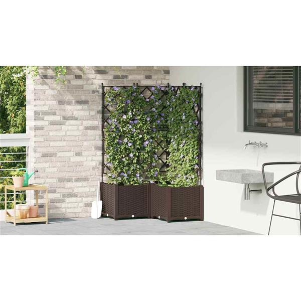 Grote foto vidaxl tuin bloempot 3 pcs bruin 80 x 80 x 143 cm staal tuin en terras overige tuin en terras