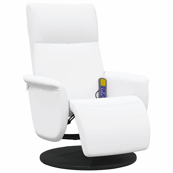 Grote foto vidaxl massage recliner stoel wit 71 x 90 x 105 cm nep leer huis en inrichting stoelen