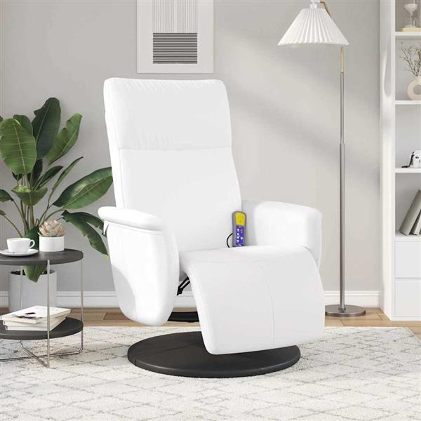 Grote foto vidaxl massage recliner stoel wit 71 x 90 x 105 cm nep leer huis en inrichting stoelen