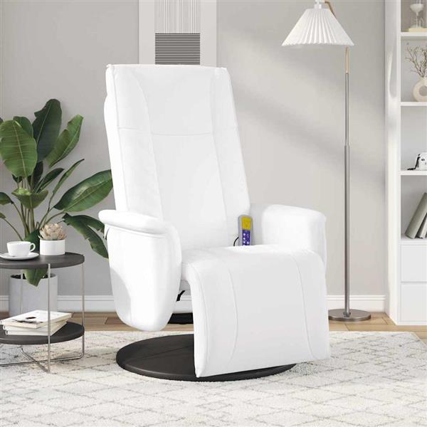 Grote foto vidaxl draaibare massagestoel wit 71 x 90 x 105 cm nep leer huis en inrichting stoelen