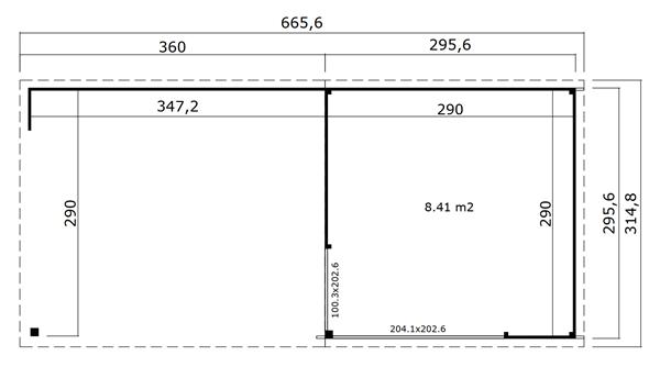 Grote foto blokhut met overkapping julia 295x295 vuren tuin en terras tuinhuisjes en blokhutten