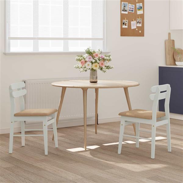 Grote foto vidaxl eetkamerstoel 2 pcs wit en bruin massief rubberhout huis en inrichting stoelen