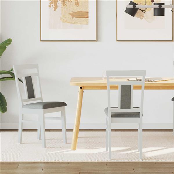 Grote foto vidaxl eetkamerstoel 2 pcs wit en grijs massief rubberhout huis en inrichting stoelen