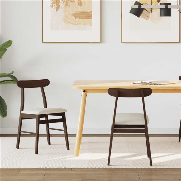 Grote foto vidaxl eetkamerstoel 2 pcs lichtbruin en licht massief rubberhout huis en inrichting stoelen