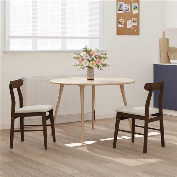 Grote foto vidaxl eetkamerstoel 2 pcs lichtbruin en licht massief rubberhout huis en inrichting stoelen