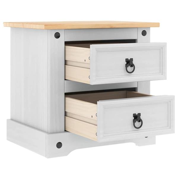 Grote foto vidaxl nachtkastje corona wit 53 x 39 x 47 cm massief grenenhout huis en inrichting complete slaapkamers