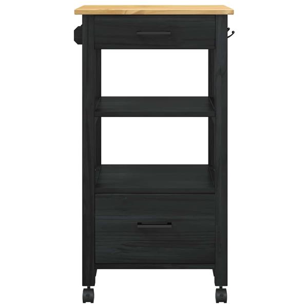Grote foto vidaxl keuken trolley effen zwart huis en inrichting keukenbenodigdheden