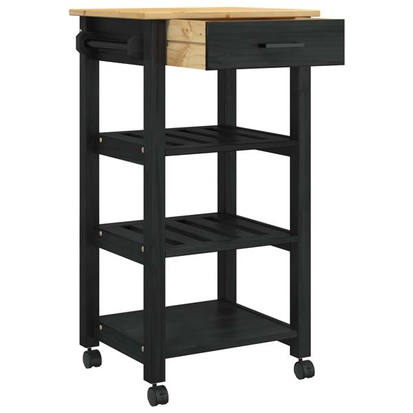 Grote foto vidaxl keuken trolley effen zwart 88 5 x 40 x 48 cm huis en inrichting keukenbenodigdheden