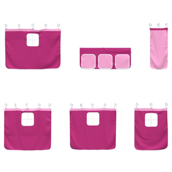 Grote foto vidaxl loftbedframe voor kinderen met gordijnen zwart en roze antiek en kunst stoelen en banken