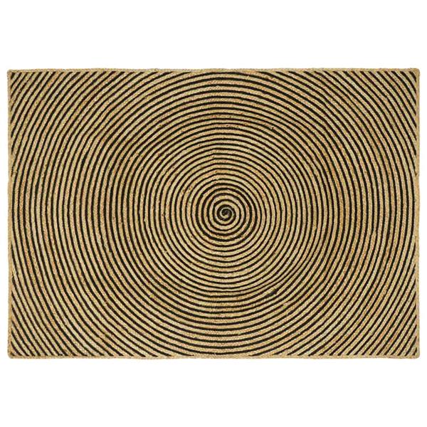 Grote foto vidaxl vloerkleed natuurlijk en zwart 140 x 200 cm jute huis en inrichting vloerbedekking en kleden
