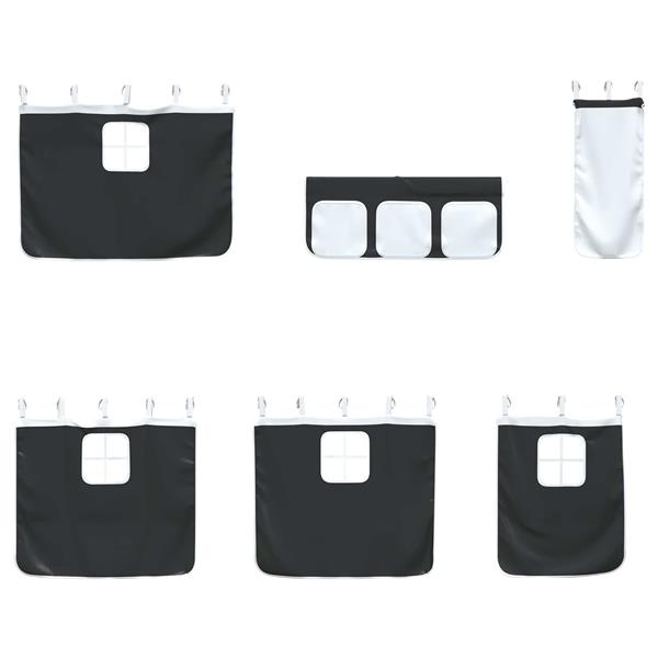 Grote foto vidaxl loftbedframe voor kinderen met gordijnen zwart 107 x 200 cm antiek en kunst stoelen en banken