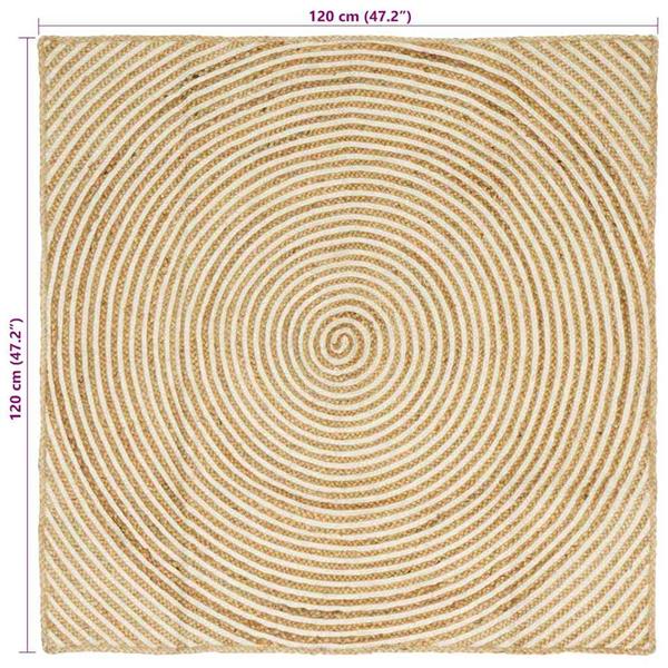 Grote foto vidaxl vloerkleed natuurlijk en wit 120 x 120 cm jute huis en inrichting vloerbedekking en kleden