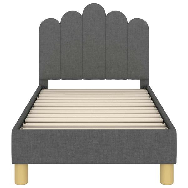 Grote foto vidaxl peuterbedframe met hoofdbord donkergrijs 70 x 140 cm stof antiek en kunst stoelen en banken