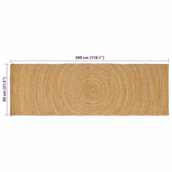 Grote foto vidaxl vloerkleed bruin 80 x 300 cm jute huis en inrichting vloerbedekking en kleden