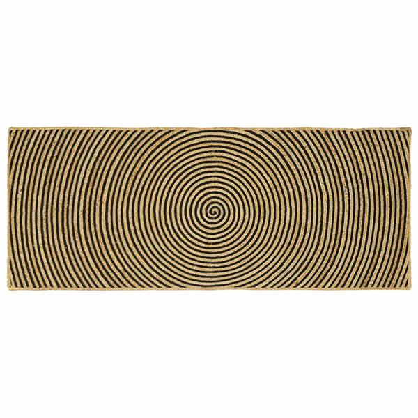 Grote foto vidaxl vloerkleed natuurlijk en zwart 80 x 200 cm jute huis en inrichting vloerbedekking en kleden