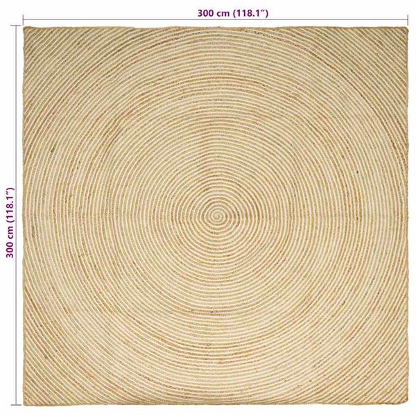 Grote foto vidaxl vloerkleed natuurlijk en wit 300 x 300 cm jute huis en inrichting vloerbedekking en kleden