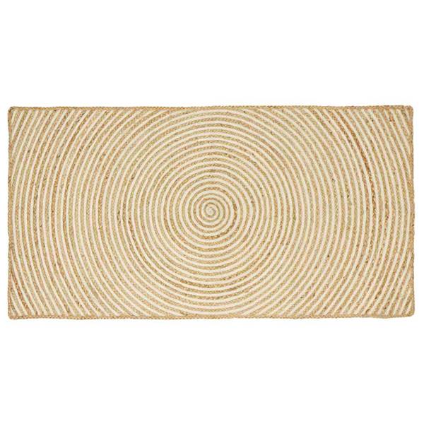 Grote foto vidaxl vloerkleed natuurlijk en wit 100 x 200 cm jute huis en inrichting vloerbedekking en kleden