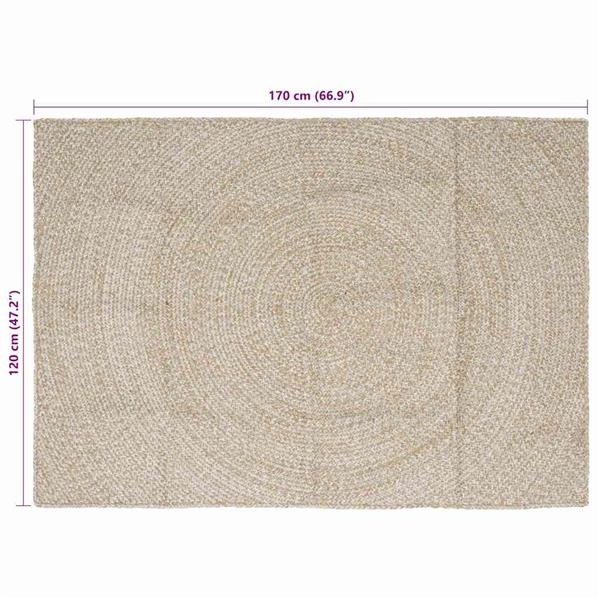 Grote foto vidaxl vloerkleed natuurlijk en wit 120 x 170 cm jute huis en inrichting vloerbedekking en kleden