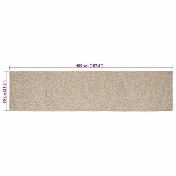 Grote foto vidaxl vloerkleed natuurlijk en wit 80 x 400 cm jute huis en inrichting vloerbedekking en kleden